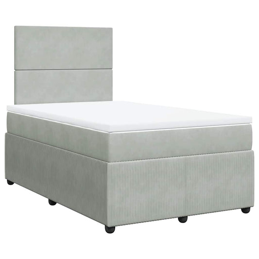 vidaXL Κρεβάτι Boxspring με Στρώμα Ανοιχτό Γκρι 120x190 εκ. Βελούδινο