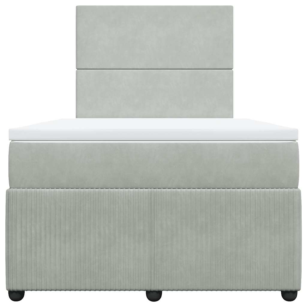 vidaXL Κρεβάτι Boxspring με Στρώμα Ανοιχτό Γκρι 120x190 εκ. Βελούδινο