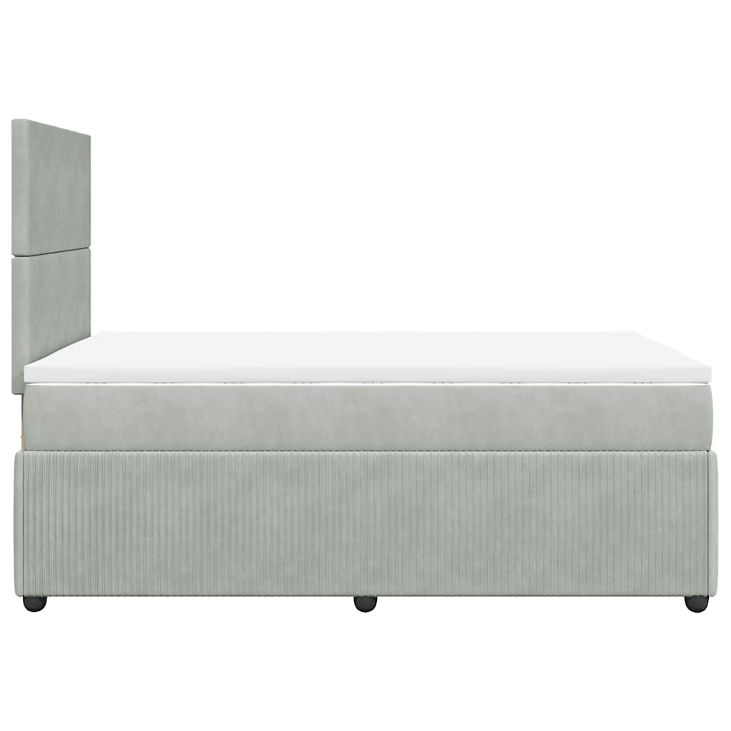 vidaXL Κρεβάτι Boxspring με Στρώμα Ανοιχτό Γκρι 120x190 εκ. Βελούδινο