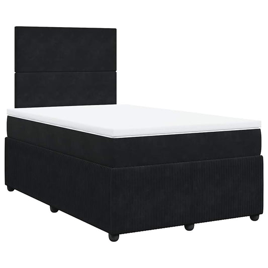 vidaXL Κρεβάτι Boxspring με Στρώμα Μαύρο 120x190 εκ. Βελούδινο