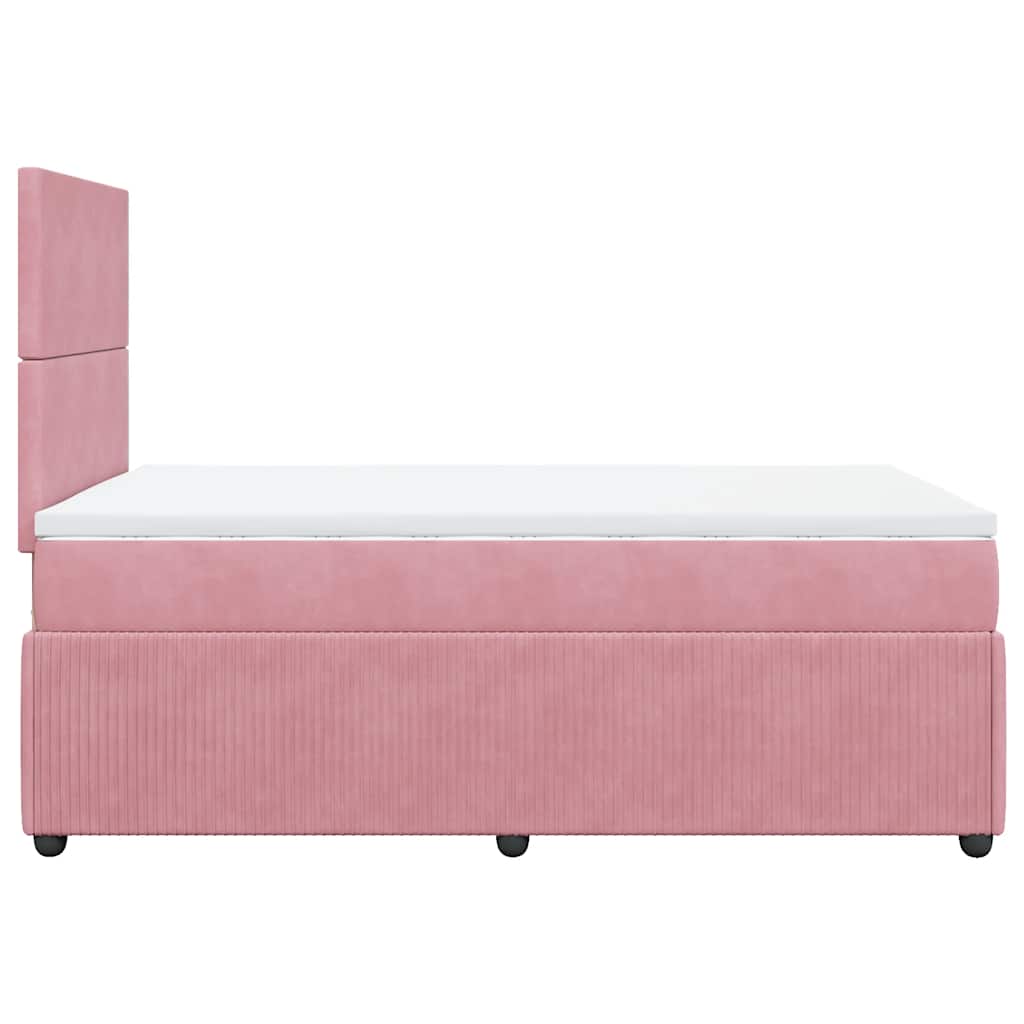 vidaXL Κρεβάτι Boxspring με Στρώμα Ροζ 120x190 εκ. Βελούδινο