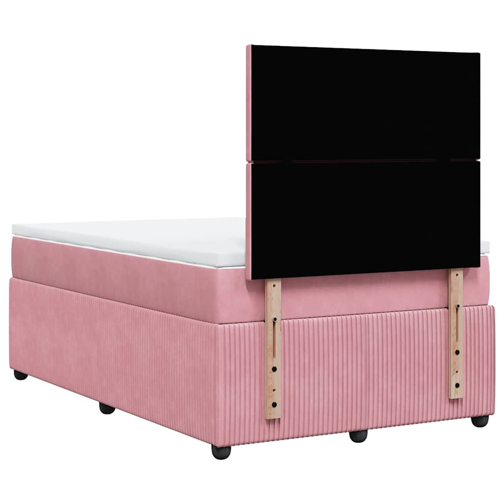 vidaXL Κρεβάτι Boxspring με Στρώμα Ροζ 120x190 εκ. Βελούδινο