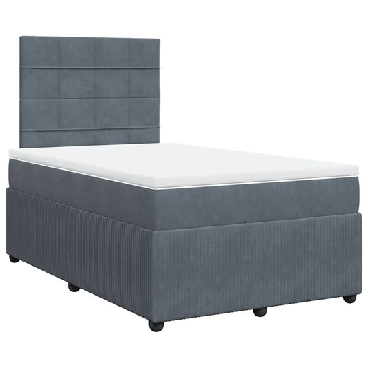 vidaXL Κρεβάτι Boxspring με Στρώμα Σκούρο Γκρι 120x190 εκ. Βελούδινο