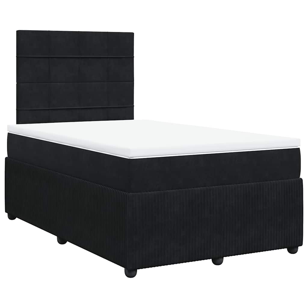 vidaXL Κρεβάτι Boxspring με Στρώμα Μαύρο 120x190 εκ. Βελούδινο