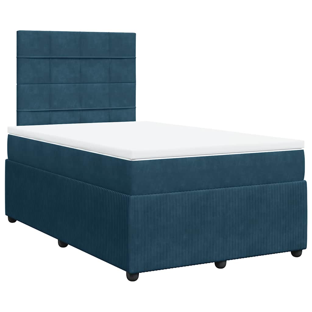 vidaXL Κρεβάτι Boxspring με Στρώμα Σκούρο Μπλε 120x190 εκ. Βελούδινο
