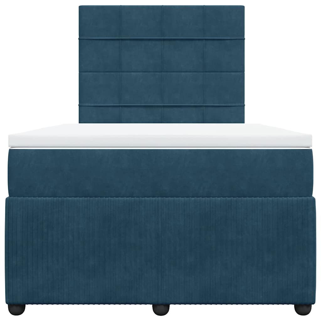 vidaXL Κρεβάτι Boxspring με Στρώμα Σκούρο Μπλε 120x190 εκ. Βελούδινο