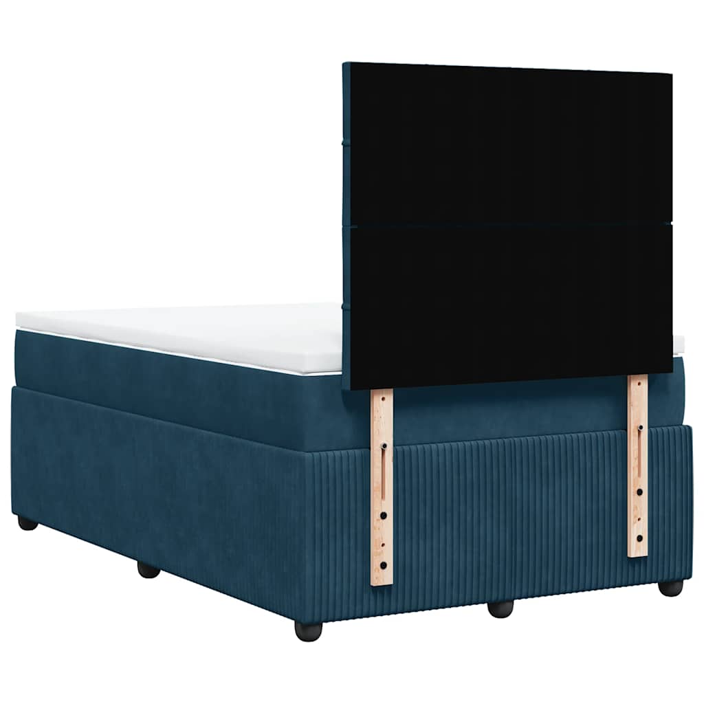 vidaXL Κρεβάτι Boxspring με Στρώμα Σκούρο Μπλε 120x190 εκ. Βελούδινο
