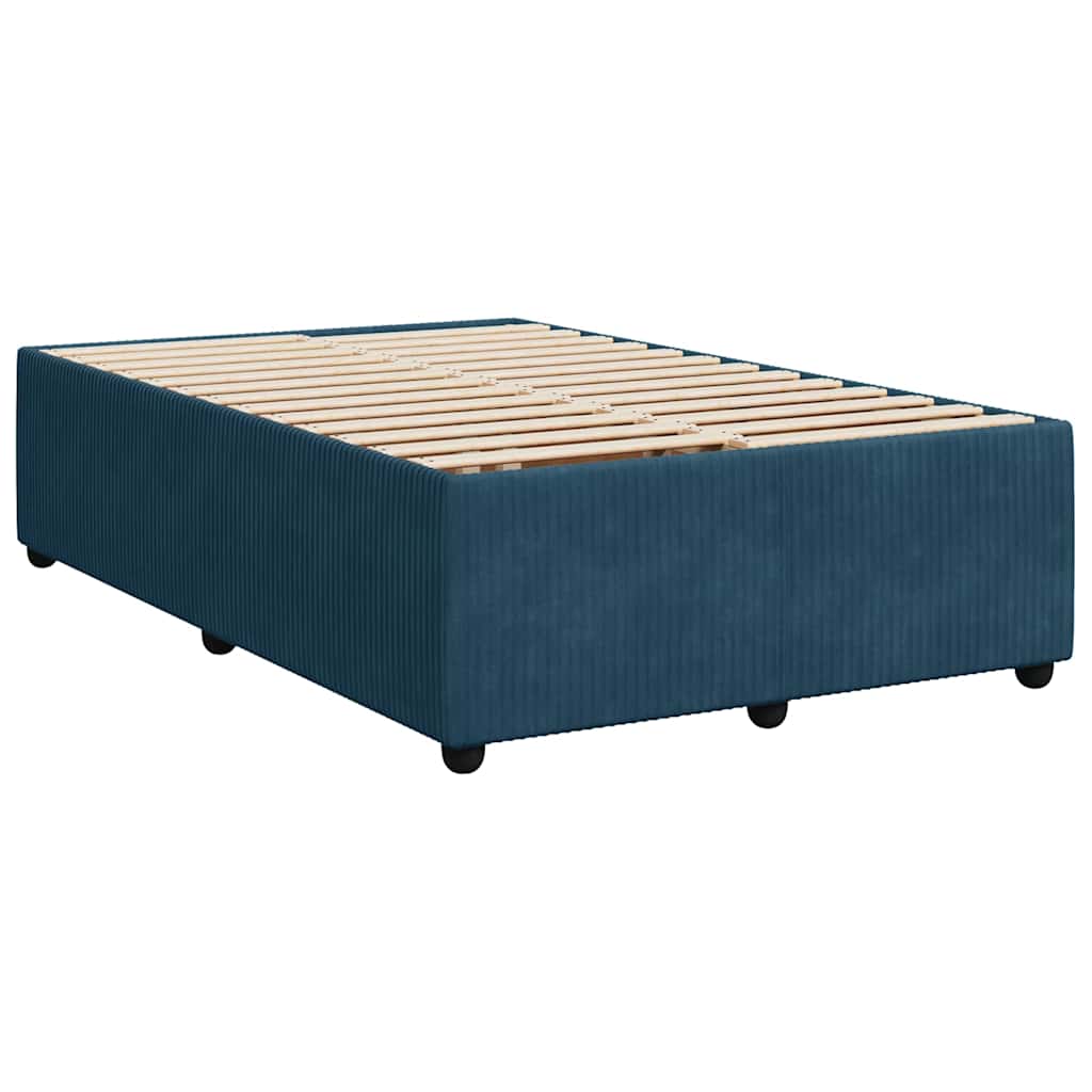 vidaXL Κρεβάτι Boxspring με Στρώμα Σκούρο Μπλε 120x190 εκ. Βελούδινο