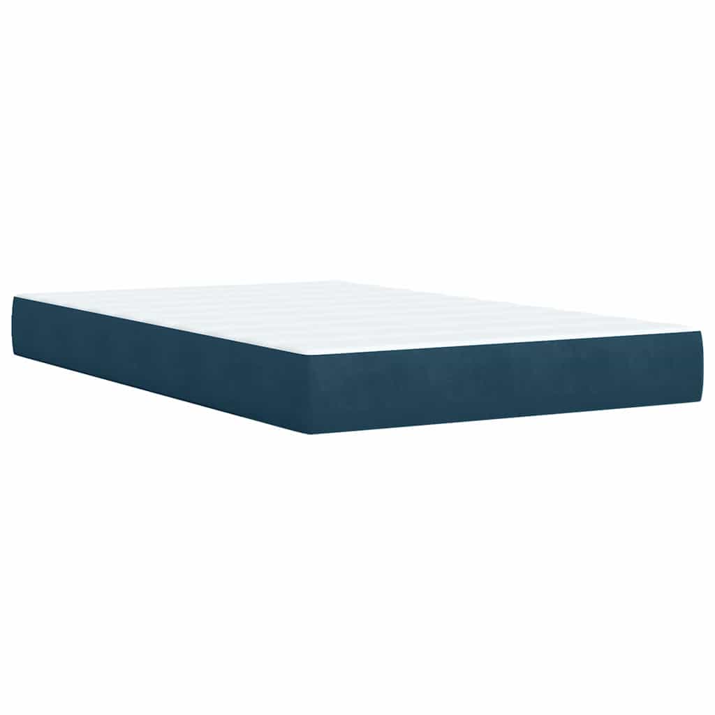vidaXL Κρεβάτι Boxspring με Στρώμα Σκούρο Μπλε 120x190 εκ. Βελούδινο