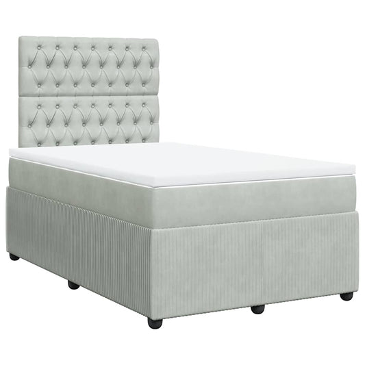 vidaXL Κρεβάτι Boxspring με Στρώμα Ανοιχτό Γκρι 120x190 εκ. Βελούδινο