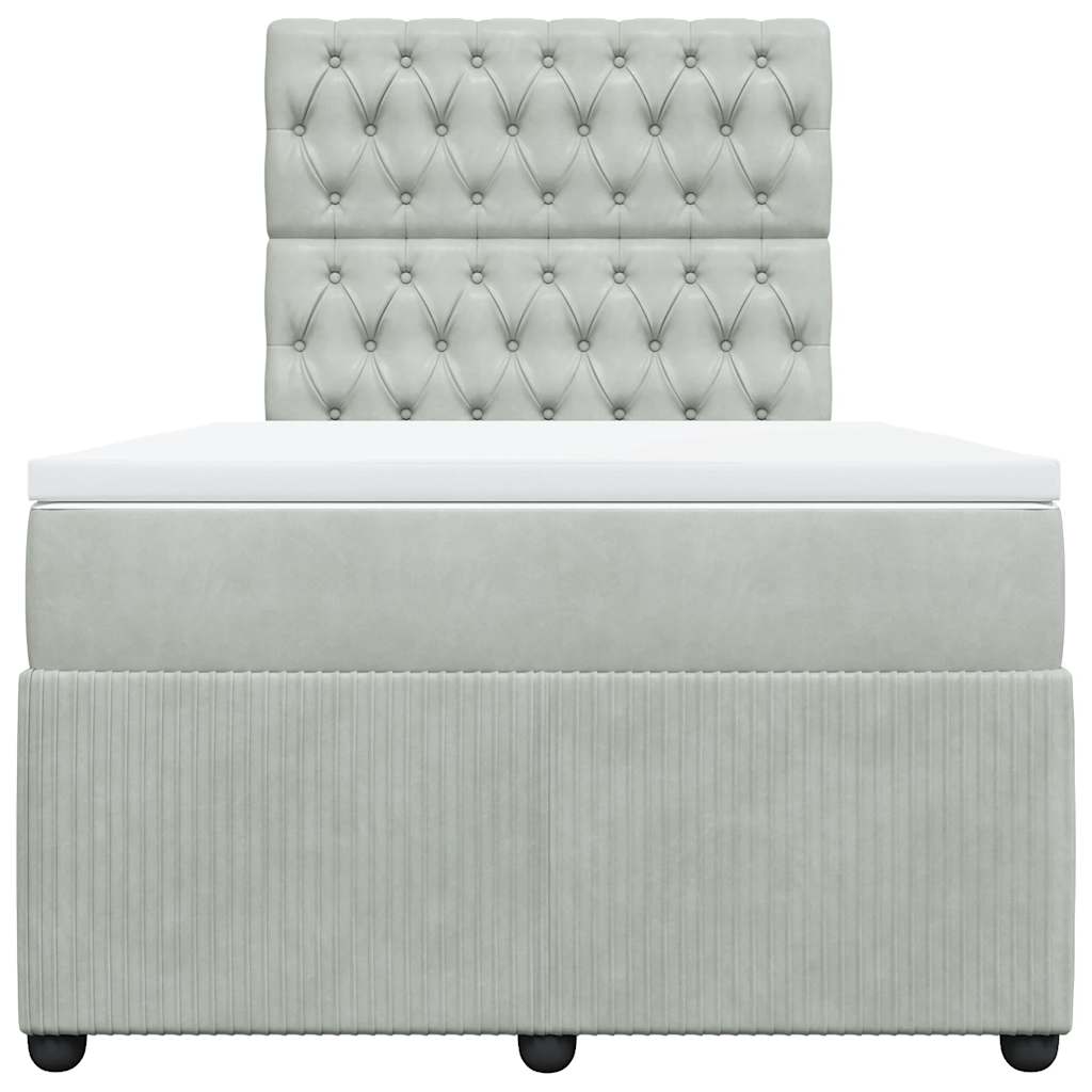 vidaXL Κρεβάτι Boxspring με Στρώμα Ανοιχτό Γκρι 120x190 εκ. Βελούδινο