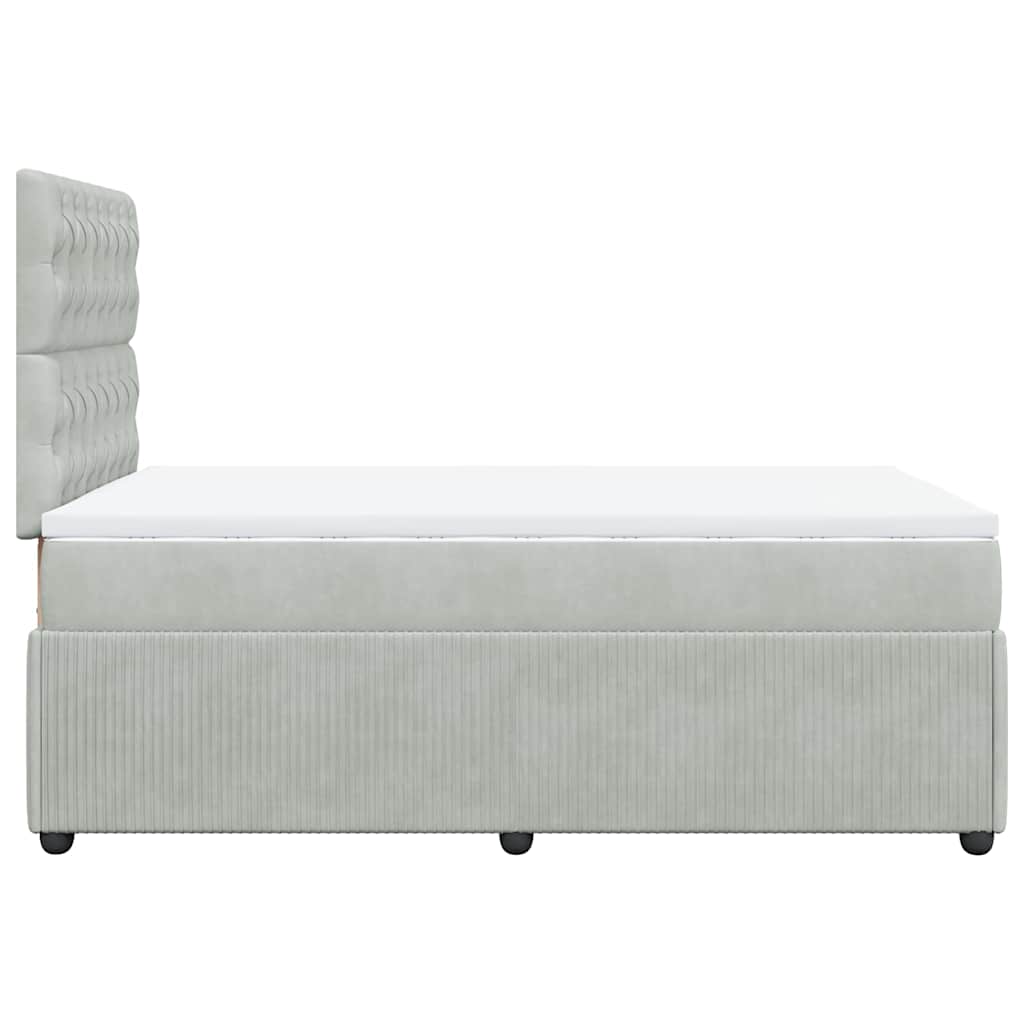 vidaXL Κρεβάτι Boxspring με Στρώμα Ανοιχτό Γκρι 120x190 εκ. Βελούδινο