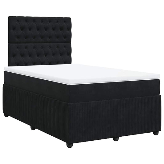 vidaXL Κρεβάτι Boxspring με Στρώμα Μαύρο 120x190 εκ. Βελούδινο
