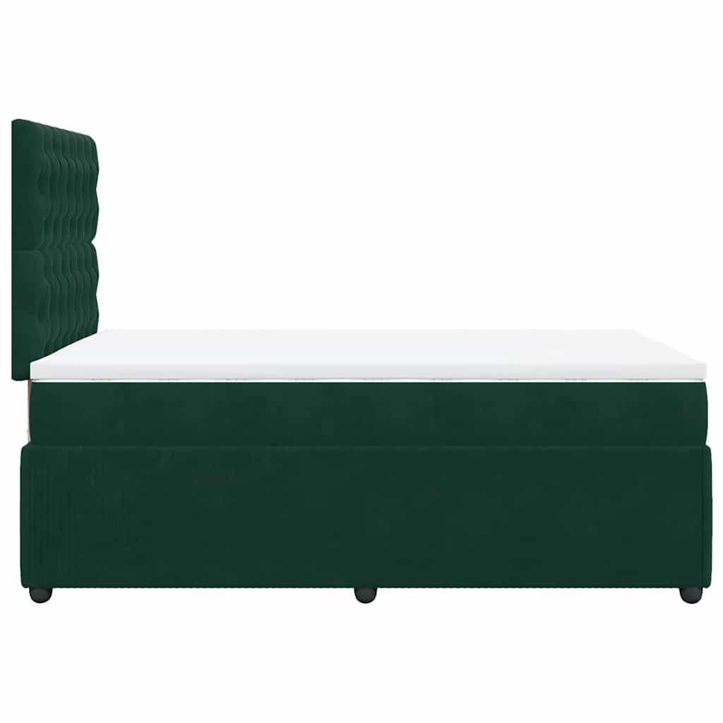 vidaXL Κρεβάτι Boxspring με Στρώμα Σκούρο Πράσινο 120x190εκ. Βελούδινο