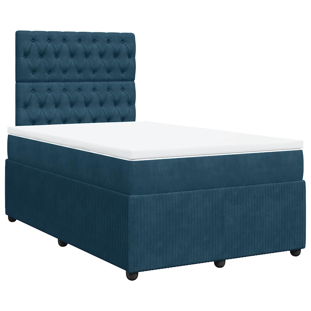 vidaXL Κρεβάτι Boxspring με Στρώμα Σκούρο Μπλε 120x190 εκ. Βελούδινο