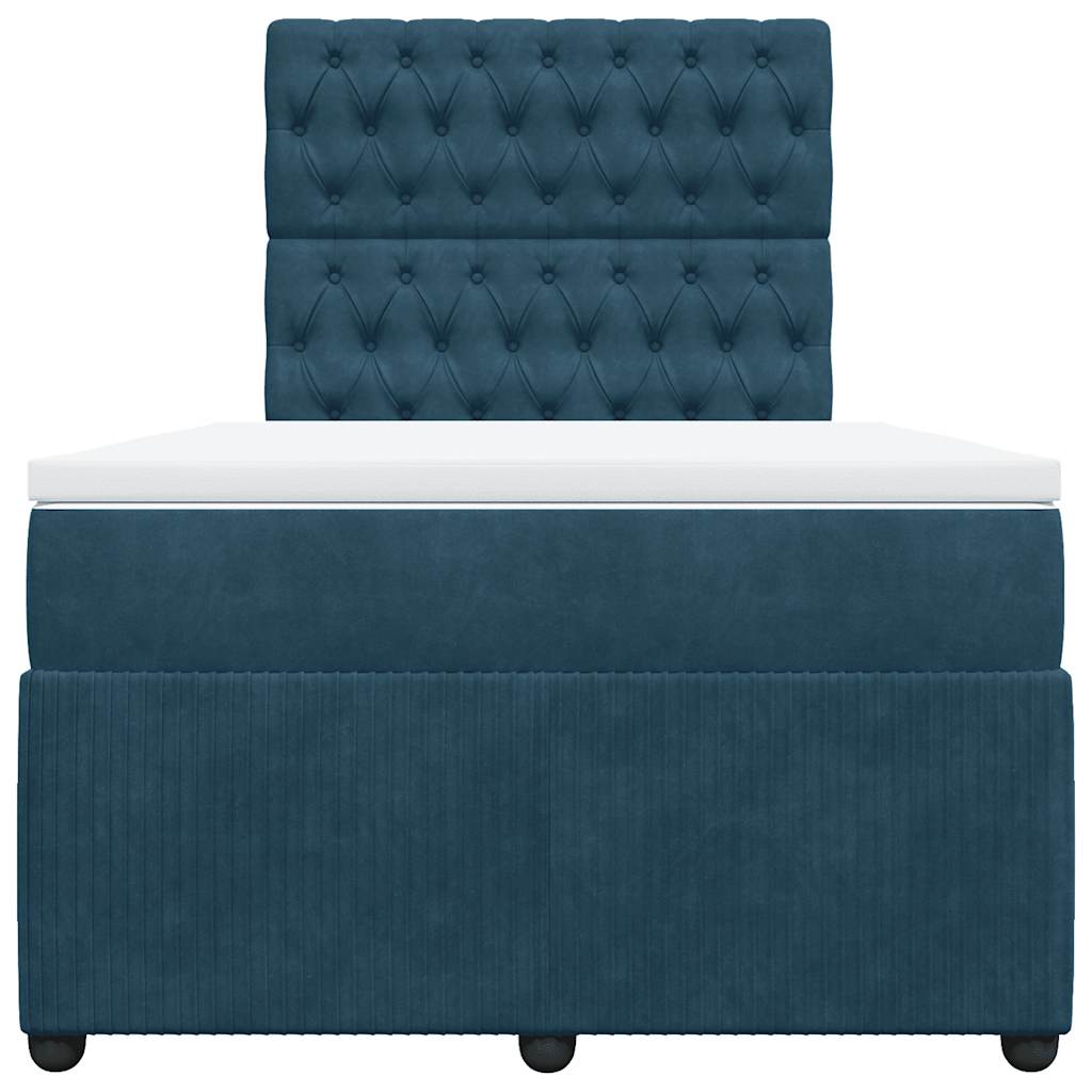 vidaXL Κρεβάτι Boxspring με Στρώμα Σκούρο Μπλε 120x190 εκ. Βελούδινο