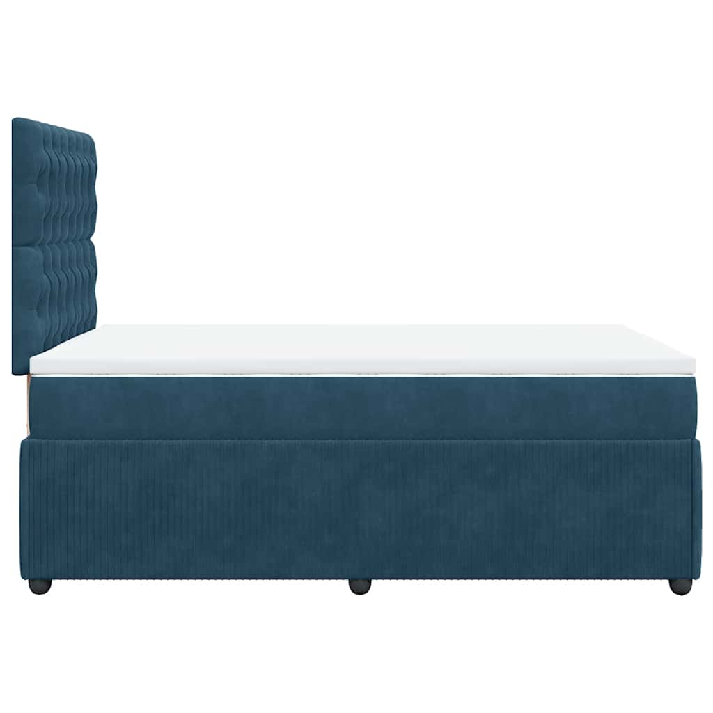 vidaXL Κρεβάτι Boxspring με Στρώμα Σκούρο Μπλε 120x190 εκ. Βελούδινο