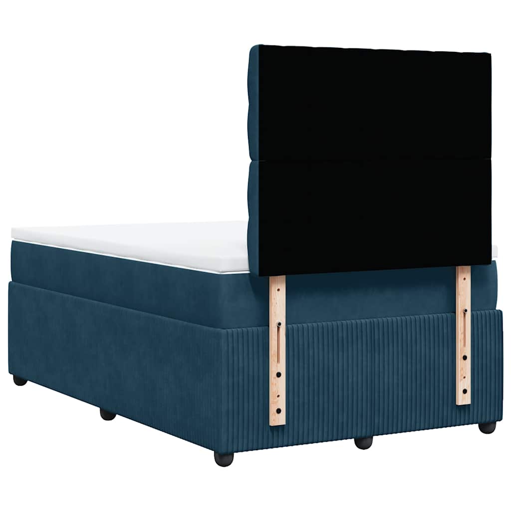 vidaXL Κρεβάτι Boxspring με Στρώμα Σκούρο Μπλε 120x190 εκ. Βελούδινο