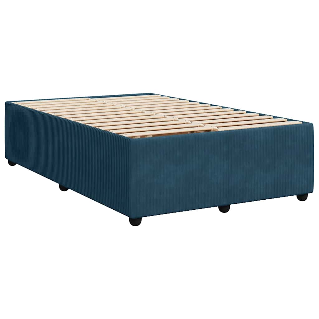 vidaXL Κρεβάτι Boxspring με Στρώμα Σκούρο Μπλε 120x190 εκ. Βελούδινο