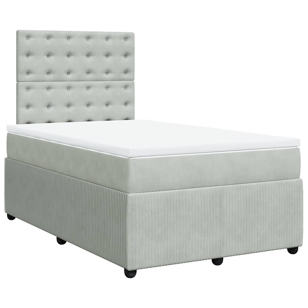 vidaXL Κρεβάτι Boxspring με Στρώμα Ανοιχτό Γκρι 120x190 εκ. Βελούδινο
