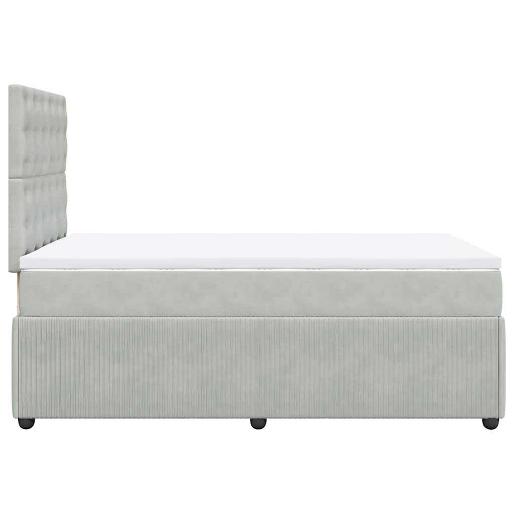 vidaXL Κρεβάτι Boxspring με Στρώμα Ανοιχτό Γκρι 120x190 εκ. Βελούδινο
