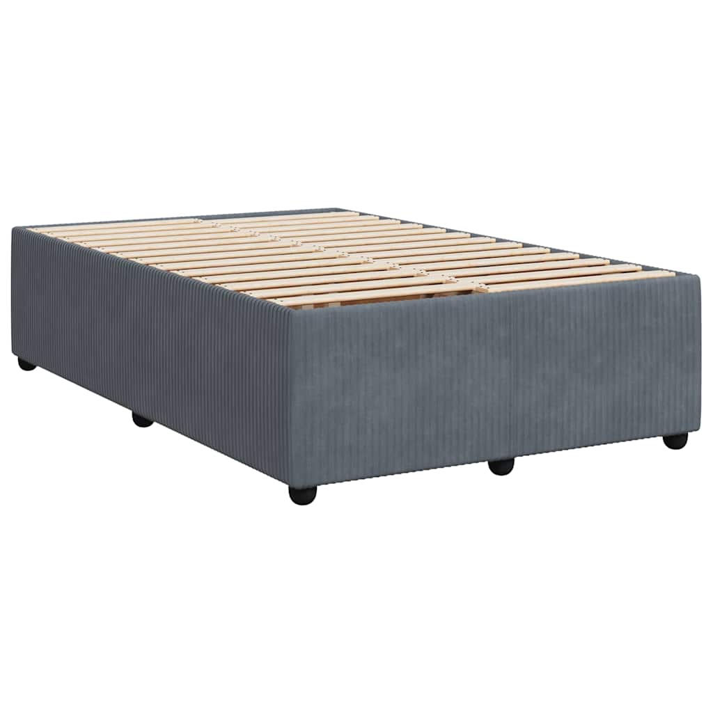 vidaXL Κρεβάτι Boxspring με Στρώμα Σκούρο Γκρι 120x190 εκ. Βελούδινο