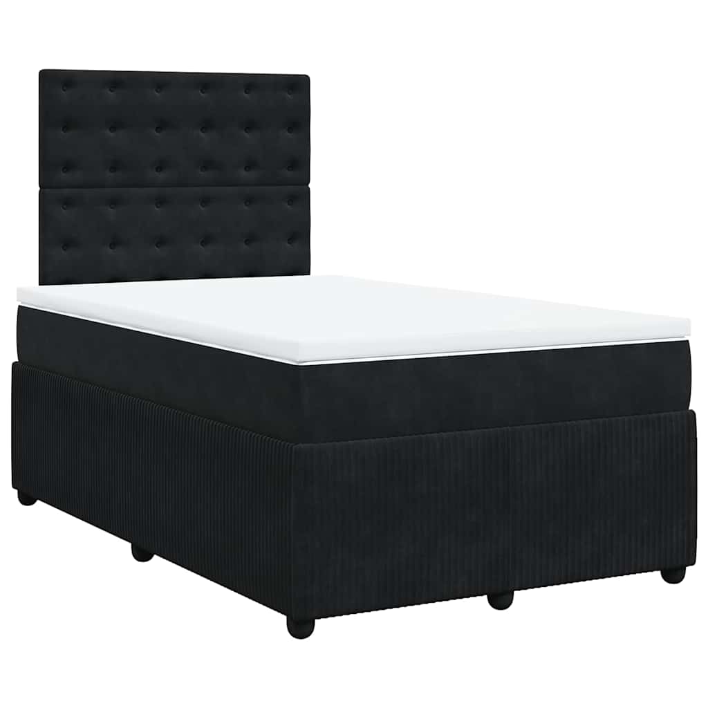 vidaXL Κρεβάτι Boxspring με Στρώμα Μαύρο 120x190 εκ. Βελούδινο