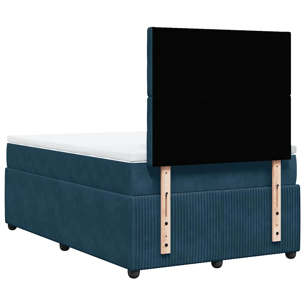 vidaXL Κρεβάτι Boxspring με Στρώμα Σκούρο Μπλε 120x190 εκ. Βελούδινο