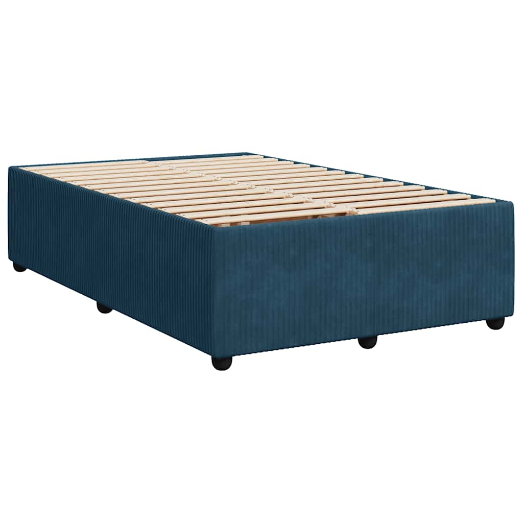 vidaXL Κρεβάτι Boxspring με Στρώμα Σκούρο Μπλε 120x190 εκ. Βελούδινο