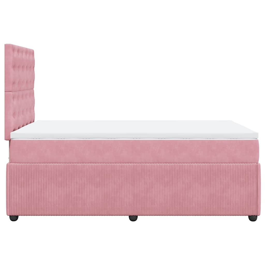 vidaXL Κρεβάτι Boxspring με Στρώμα Ροζ 120x190 εκ. Βελούδινο