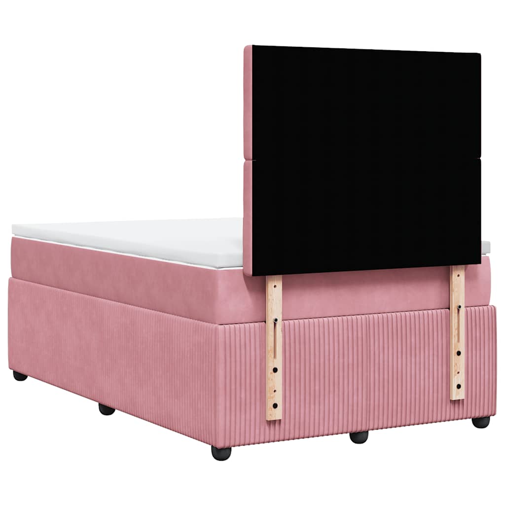 vidaXL Κρεβάτι Boxspring με Στρώμα Ροζ 120x190 εκ. Βελούδινο