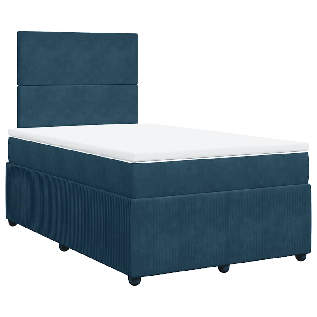 vidaXL Κρεβάτι Boxspring με Στρώμα Σκούρο Μπλε 120x200 εκ. Βελούδινο