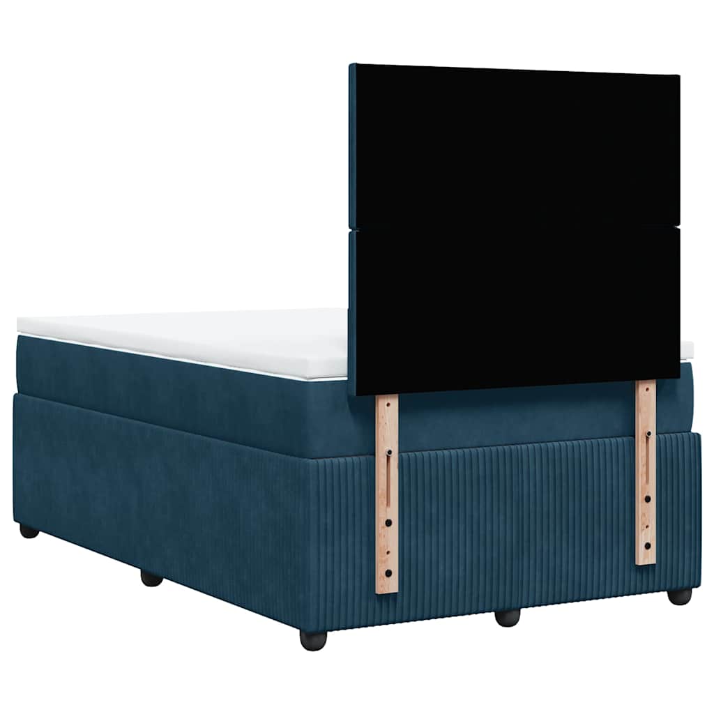vidaXL Κρεβάτι Boxspring με Στρώμα Σκούρο Μπλε 120x200 εκ. Βελούδινο