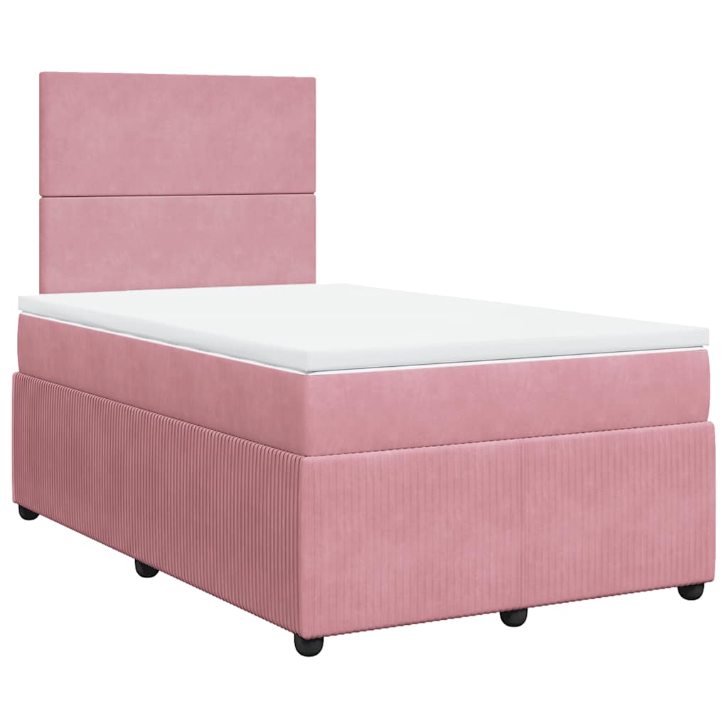 vidaXL Κρεβάτι Boxspring με Στρώμα Ροζ 120x200 εκ. Βελούδινο