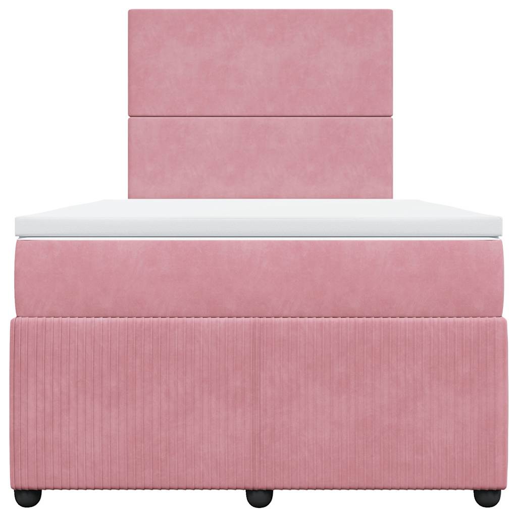 vidaXL Κρεβάτι Boxspring με Στρώμα Ροζ 120x200 εκ. Βελούδινο