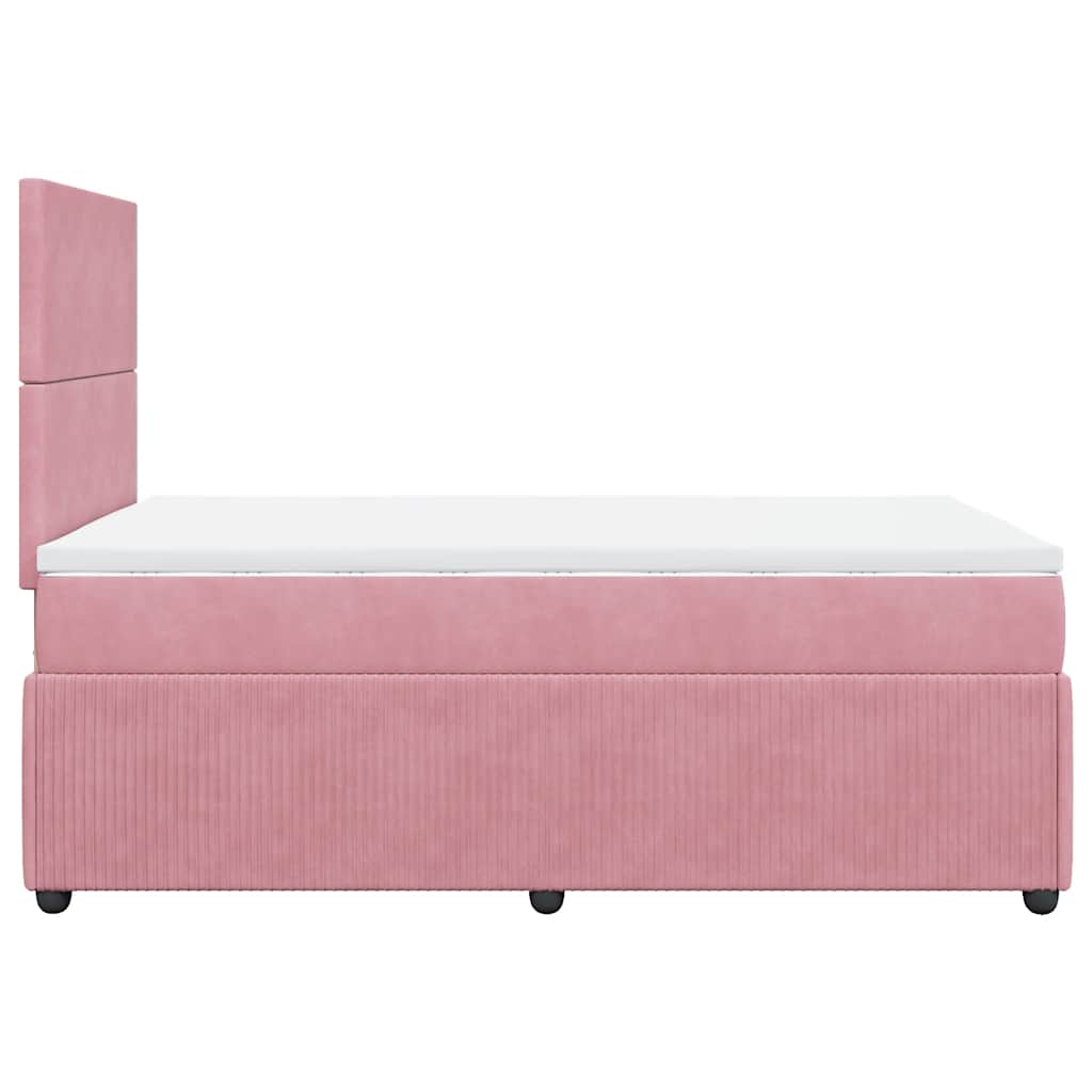 vidaXL Κρεβάτι Boxspring με Στρώμα Ροζ 120x200 εκ. Βελούδινο