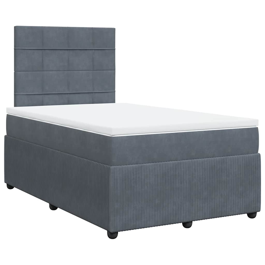 vidaXL Κρεβάτι Boxspring με Στρώμα Σκούρο Γκρι 120x200 εκ. Βελούδινο
