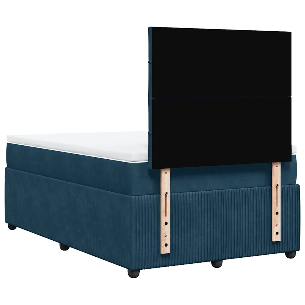 vidaXL Κρεβάτι Boxspring με Στρώμα Σκούρο Μπλε 120x200 εκ. Βελούδινο