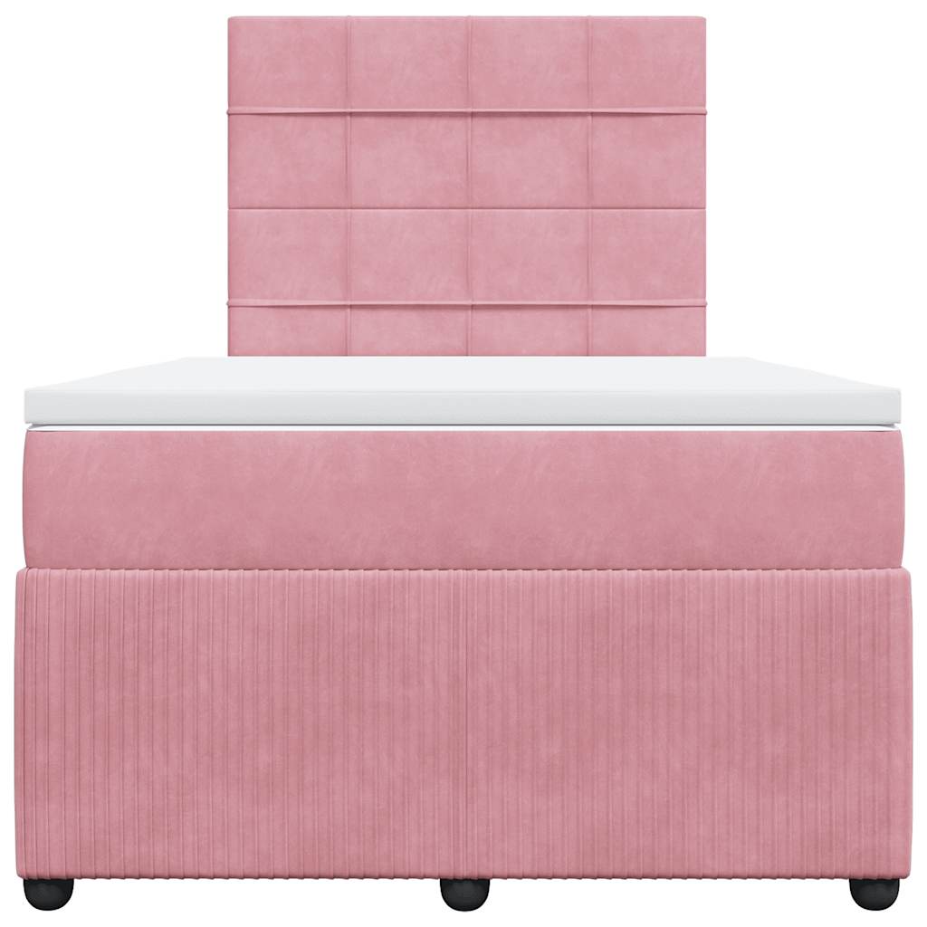 vidaXL Κρεβάτι Boxspring με Στρώμα Ροζ 120x200 εκ. Βελούδινο