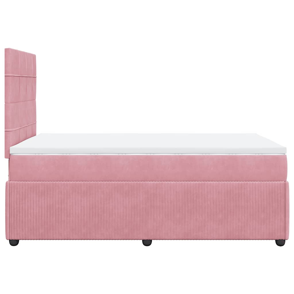 vidaXL Κρεβάτι Boxspring με Στρώμα Ροζ 120x200 εκ. Βελούδινο