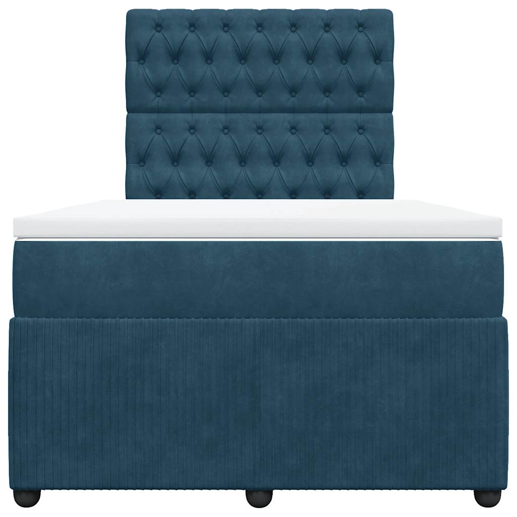 vidaXL Κρεβάτι Boxspring με Στρώμα Σκούρο Μπλε 120x200 εκ. Βελούδινο