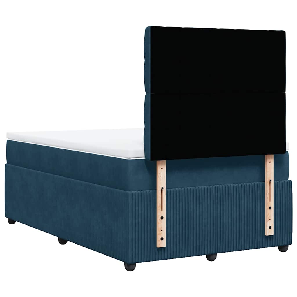vidaXL Κρεβάτι Boxspring με Στρώμα Σκούρο Μπλε 120x200 εκ. Βελούδινο