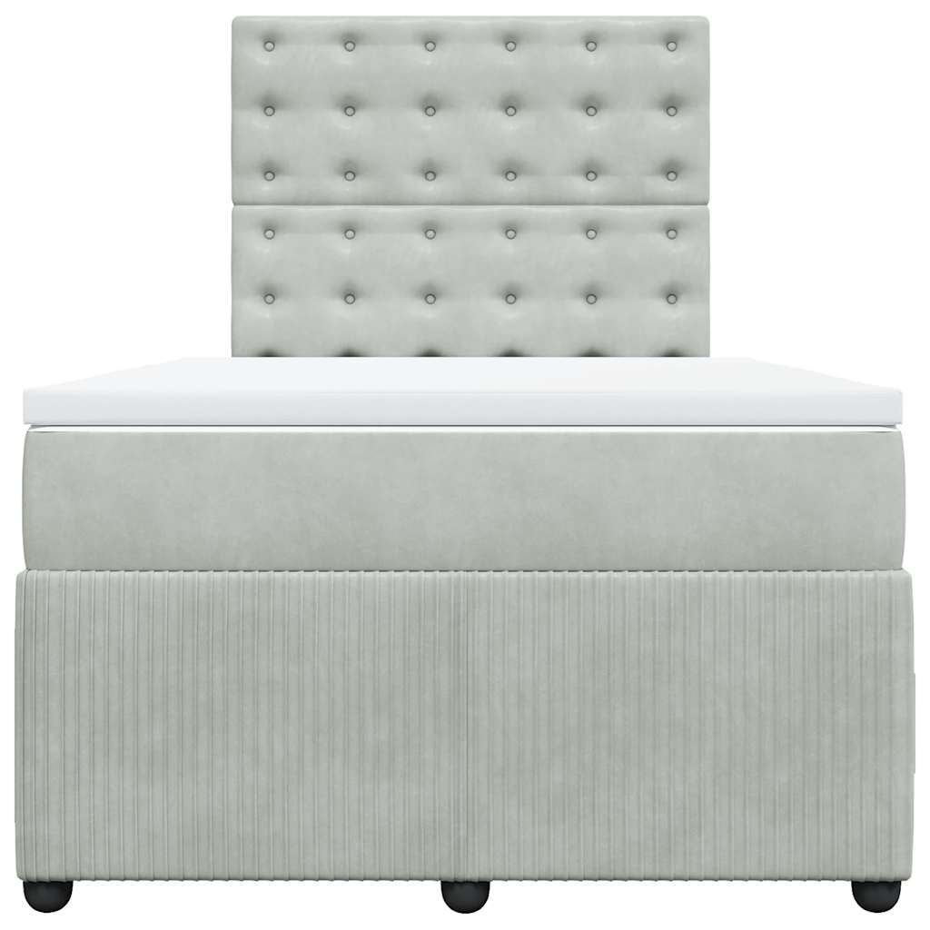 vidaXL Κρεβάτι Boxspring με Στρώμα Ανοιχτό Γκρι 120x200 εκ. Βελούδινο