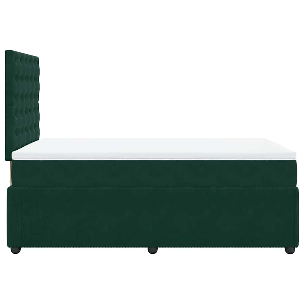 vidaXL Κρεβάτι Boxspring με Στρώμα Σκούρο Πράσινο 120x200εκ. Βελούδινο