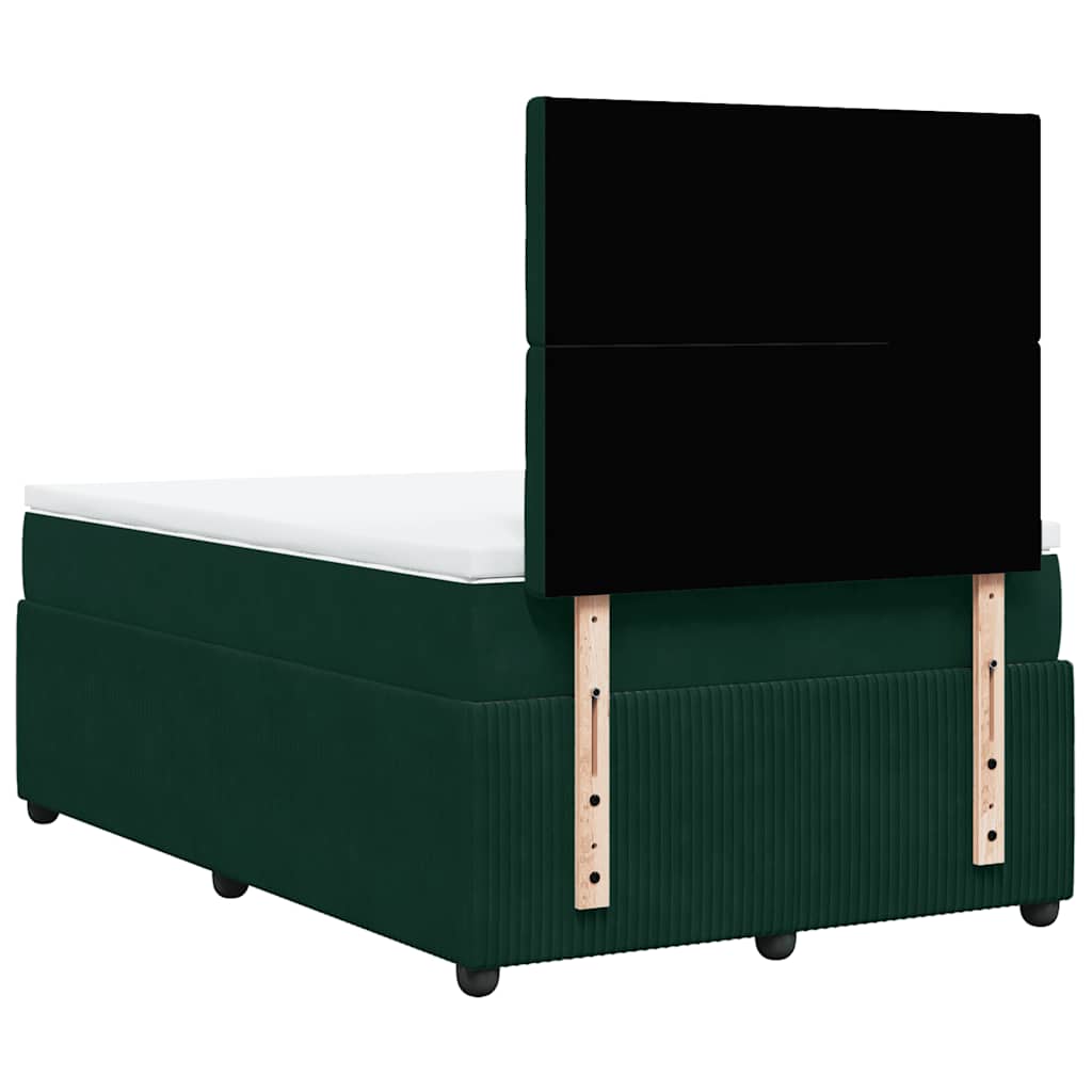 vidaXL Κρεβάτι Boxspring με Στρώμα Σκούρο Πράσινο 120x200εκ. Βελούδινο