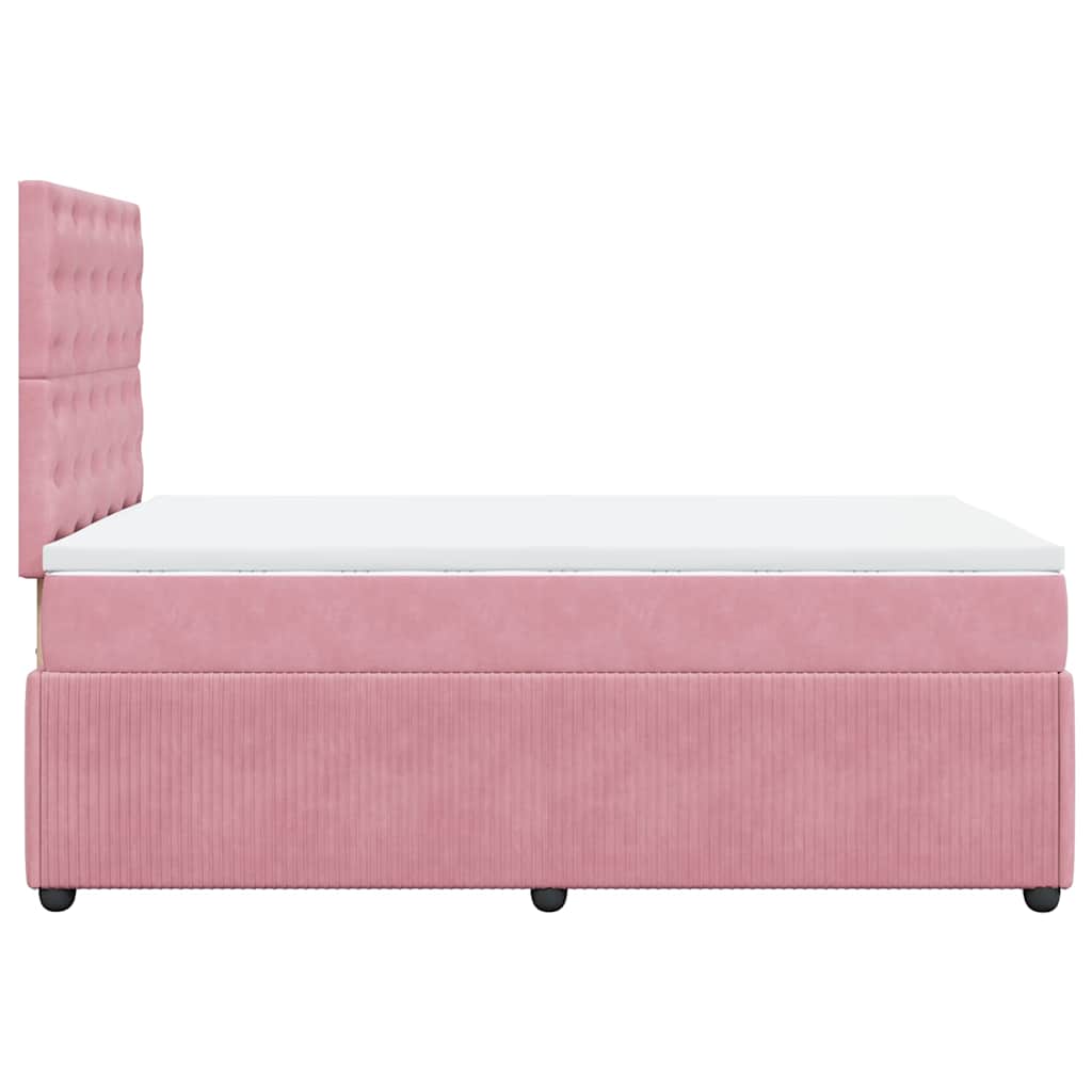 vidaXL Κρεβάτι Boxspring με Στρώμα Ροζ 120x200 εκ. Βελούδινο