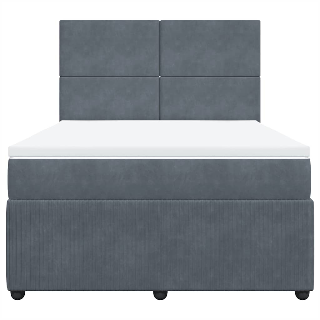 vidaXL Κρεβάτι Boxspring με Στρώμα Σκούρο Γκρι 140x190 εκ. Βελούδινο