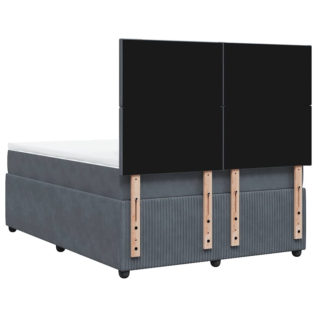 vidaXL Κρεβάτι Boxspring με Στρώμα Σκούρο Γκρι 140x190 εκ. Βελούδινο