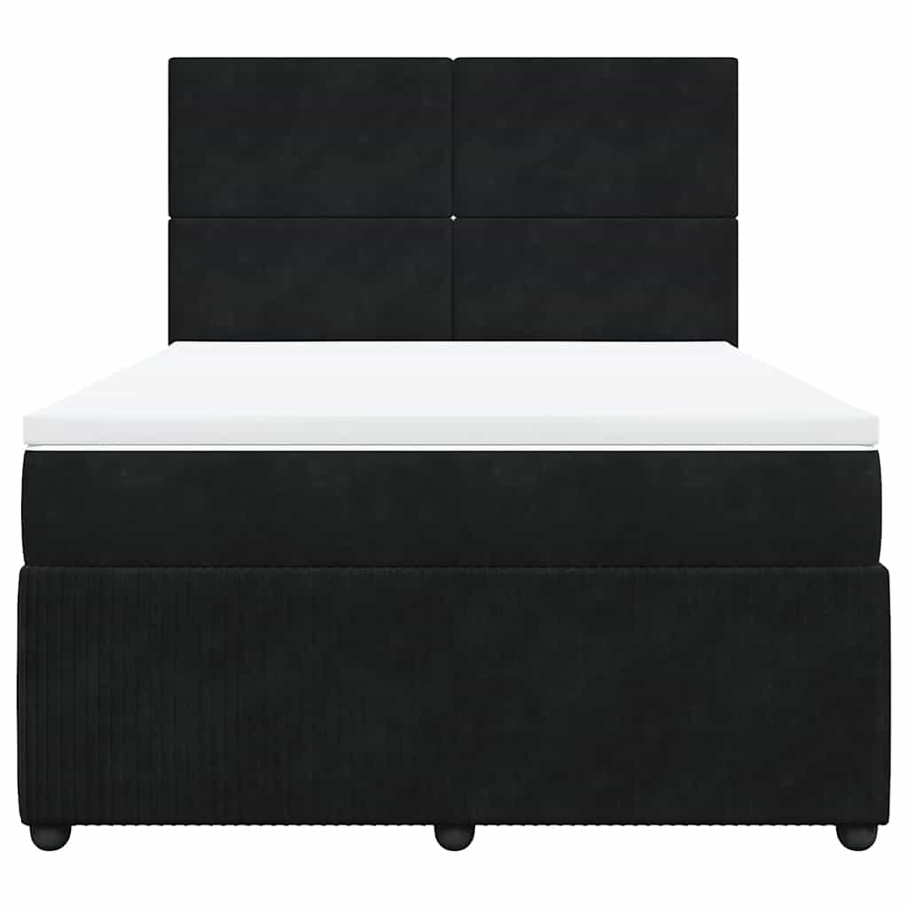 vidaXL Κρεβάτι Boxspring με Στρώμα Μαύρο 140x190 εκ. Βελούδινο