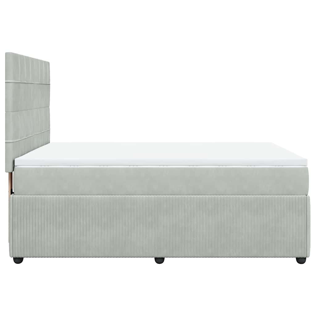 vidaXL Κρεβάτι Boxspring με Στρώμα Ανοιχτό Γκρι 140x190 εκ. Βελούδινο